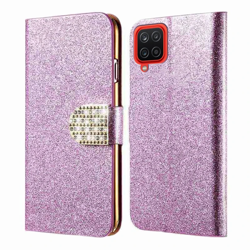 Luxury Glitter Diamond Leather Flip Cover For Samsung A12 Case SM-A125F Wallet Coque For Telefoontasjes Samsung Galaxy A12 Case