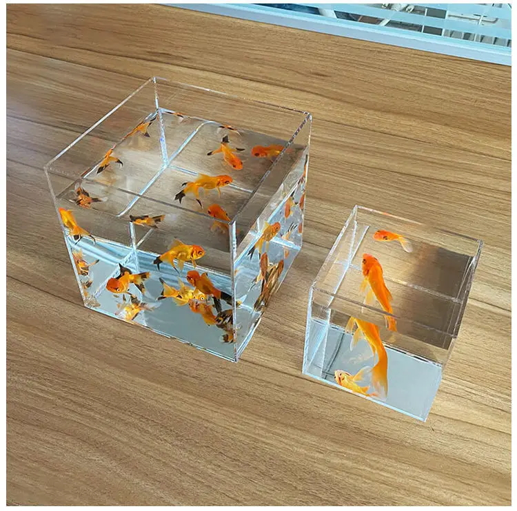 Desktop Separated Fish Tank for Betta Small Fish High Transparent Acrylic Open Aquarium Water Plant Tank Tortoise Tank