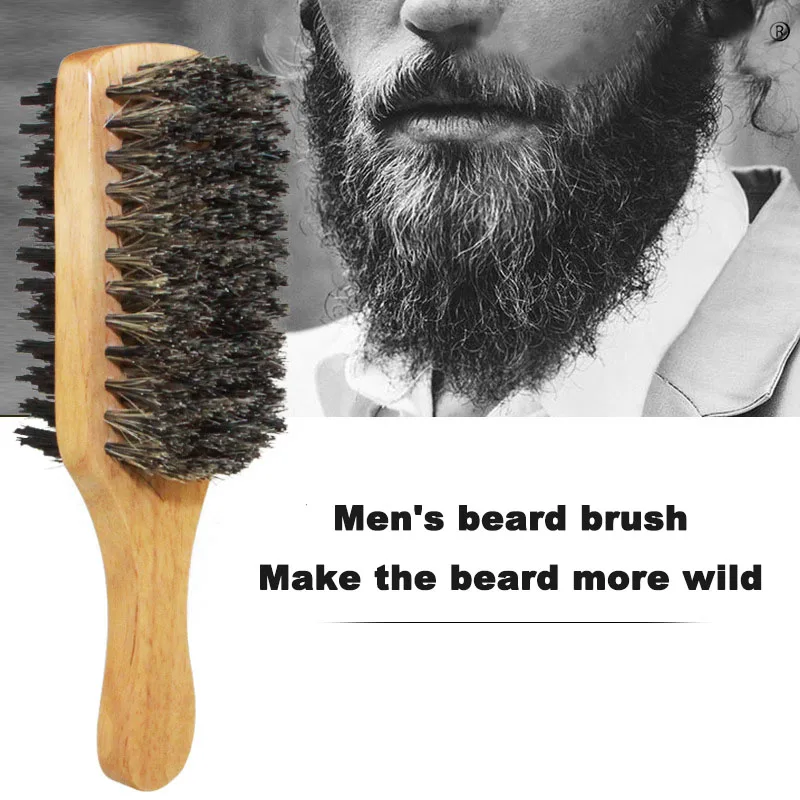 Men Boar Bristle Hair Brush - Natural Wooden Wave Brush for Male, Styling Beard Hairbrush for Short,Long,Thick,Curly,Wavy Hair