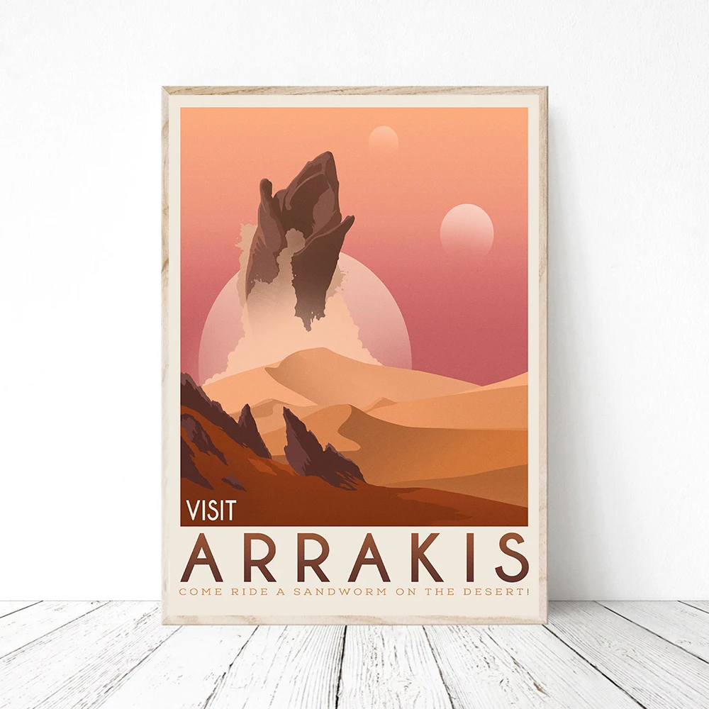 Arrakis Dune Poster Retro Travel Canvas Painting Wall Art Pictures Science Classic Fiction Spice Space Gift Idea For Living Room