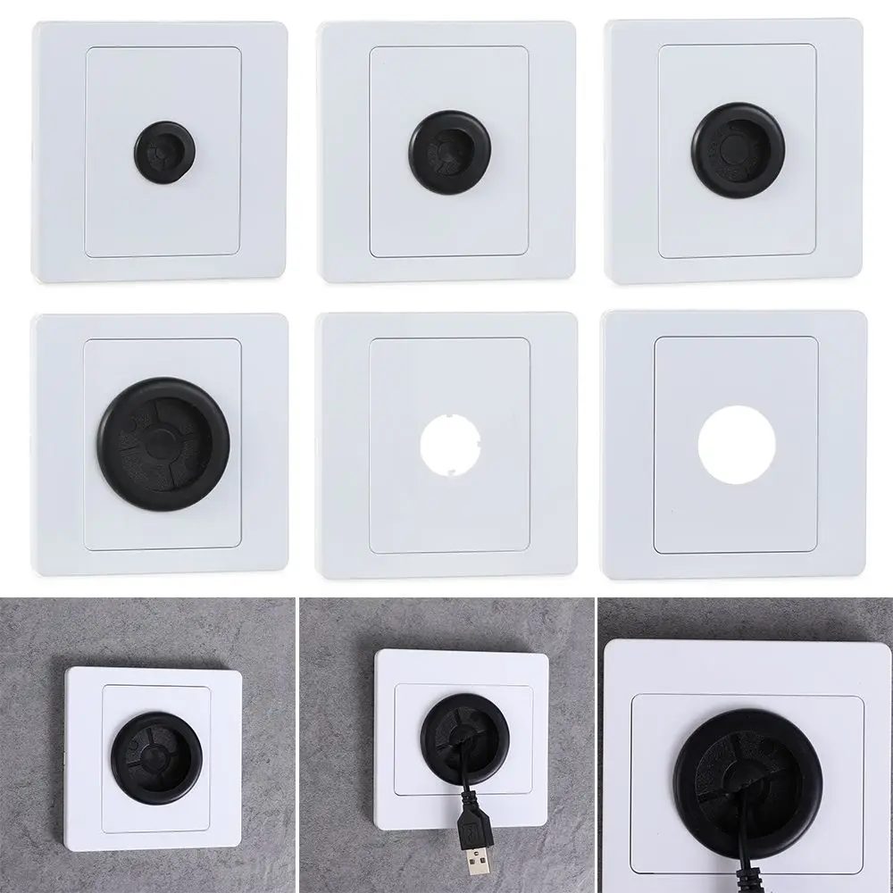 1Pcs 86Type Wall Blank Panel With Outlet Hole Decorative Cover Cable Socket With Rubber Pad Cable Organizer Storage Accessories