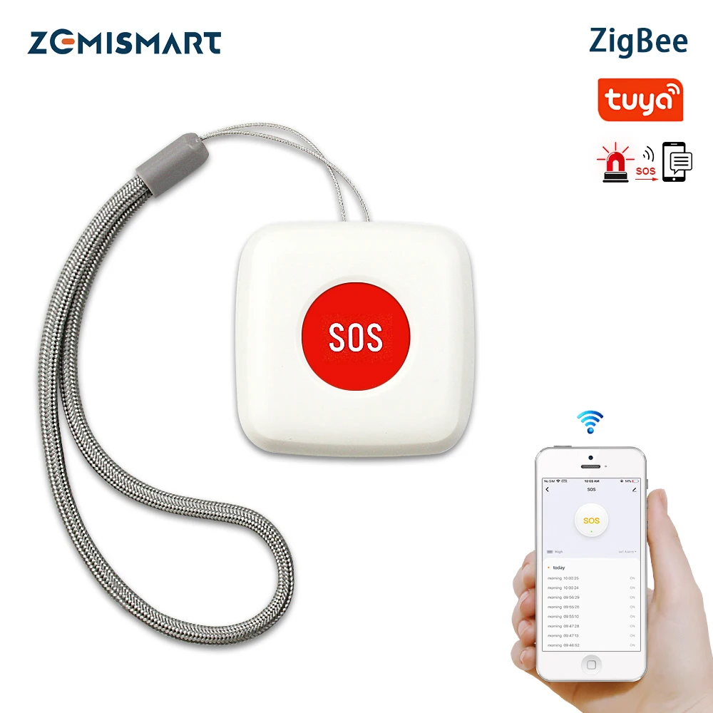 

Zemismart Smart SOS Button Alarm Waterproof Emergency Help Alarm Switch Tuya App Remote Control Work with Tuya Zigbee Hub