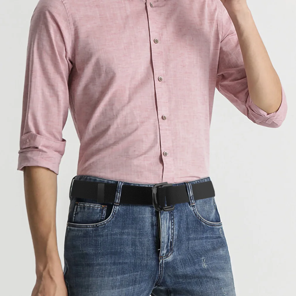 Plus Size Men Belt 100-190cm Long Black Casual Jeans Big&Tall for Women Double Ring Canvas