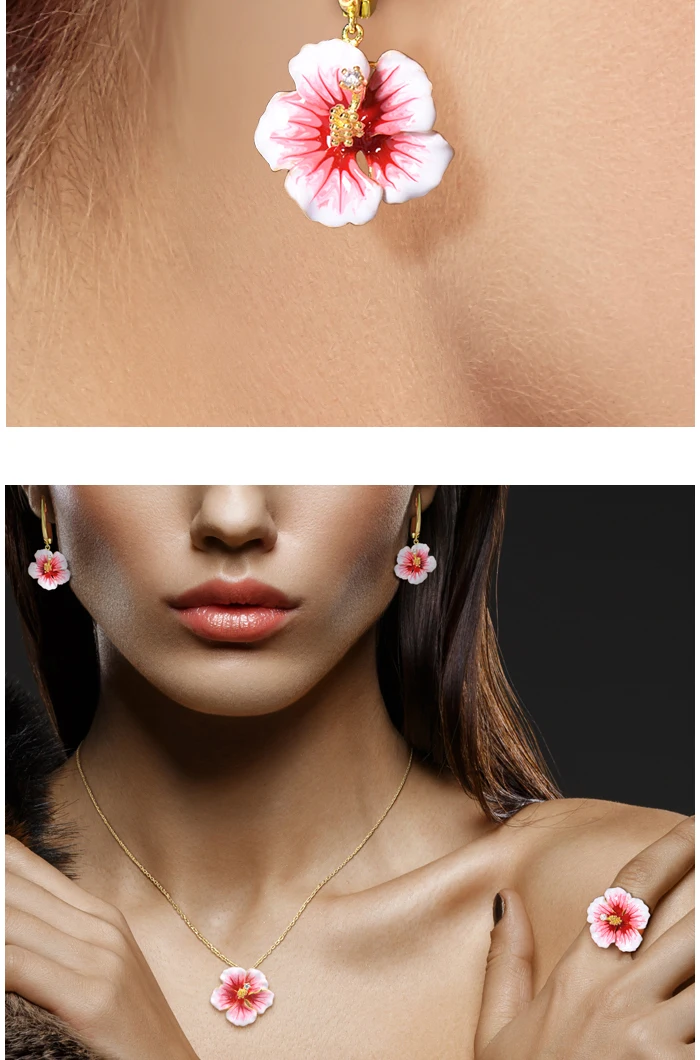 SANTUZZA Silber-Ohrringe für Damen, Echtes 925 Sterling Silber, Rosa Blühende Blumen-Ohrhänger, Feiner Schmuck, Handgefertigt mit Emaille – Detail 3