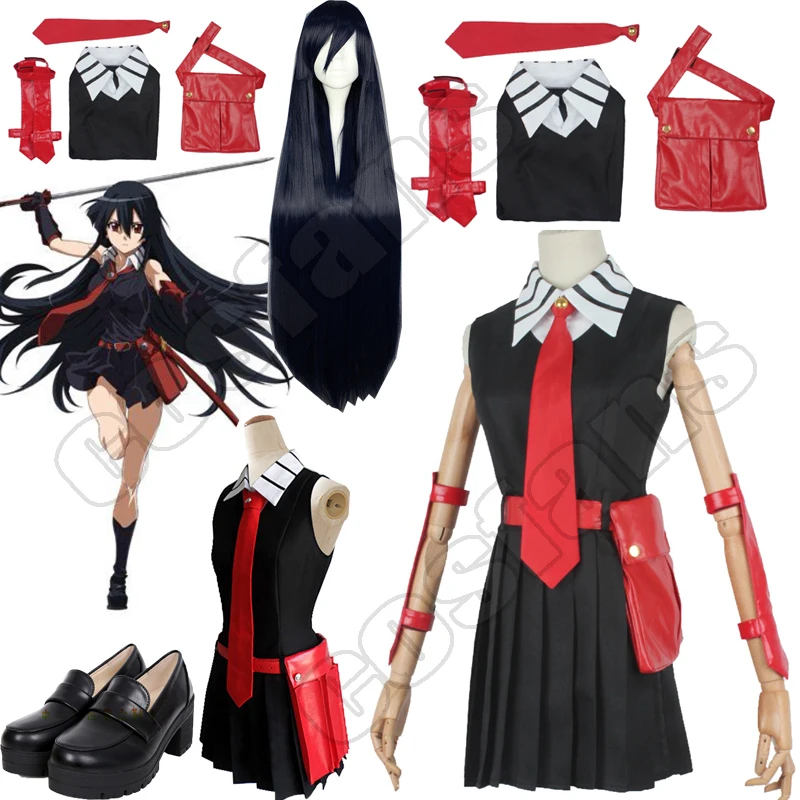 

Anime Akame ga KILL! Cosplay Costume Akame cos Cool Suit JK Uniform clothes Akame Halloween Dress+Shirt+Tie Accessories Sets