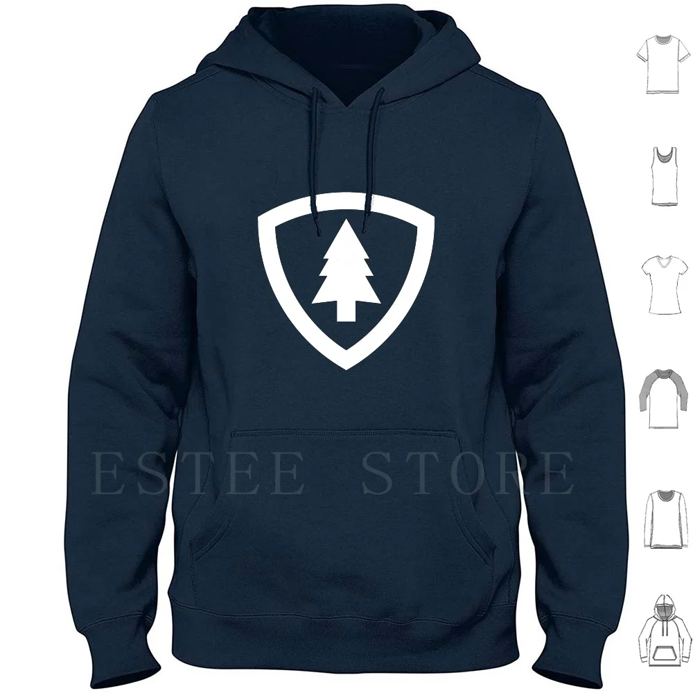 Firewatch Tree Shield-White Hoodie Long Sleeve Colour Designer Graphic Symbol Retro Clean Shapes Logo Logomark Cool Brand