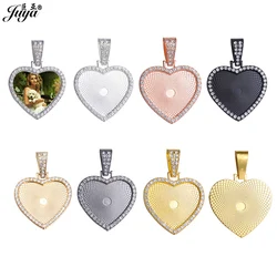 3PC Heart Cabochon Pendant Base 25/30mm Zircon Blank Settings Tray Charms For Necklaces DIY Jewelry Making Accessories Findings