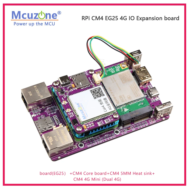 Raspberry pi CM4_4G IO Expansion board(EG25-G) Dual Ethernet /4G LTE/ Industrial grade USB HUB/Aluminium Case Ubuntu