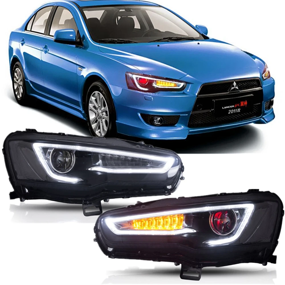 

12V Car Led Headlights For 2008-2018 Mitsubishi Lancer EVO X DRL Turn Signal Light Dual Beam Lens Headlamp Assembly