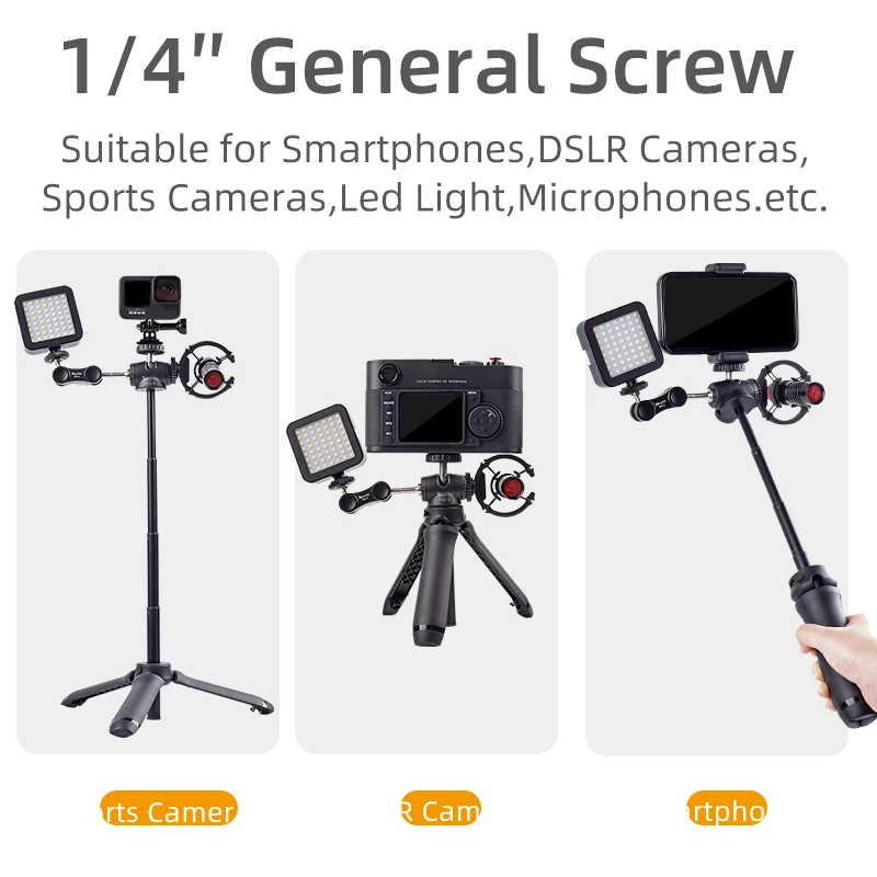 XILETU XSG3 Vlog lite Mini Tripod with 360° Ball Head & Cold Shoe Selfie Stick Tabletop Tripod for Camera iPhone Android