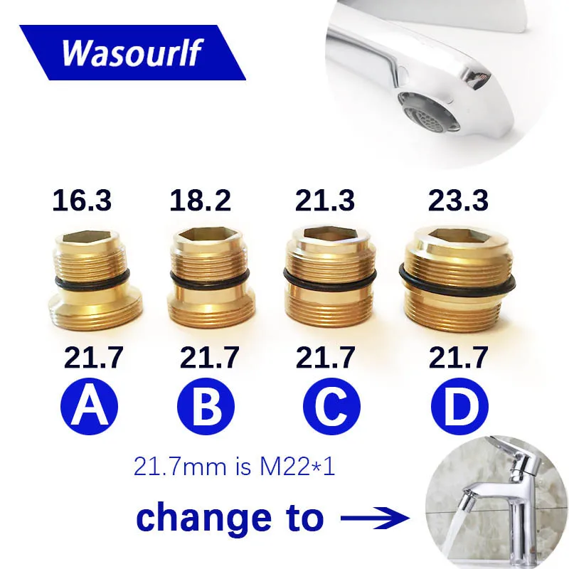 WASOURLF Male External Thread Transfer M22 Male Thread Connector Outer Adapter Shower Brass Faucet Accessories Bathroom Tap Part