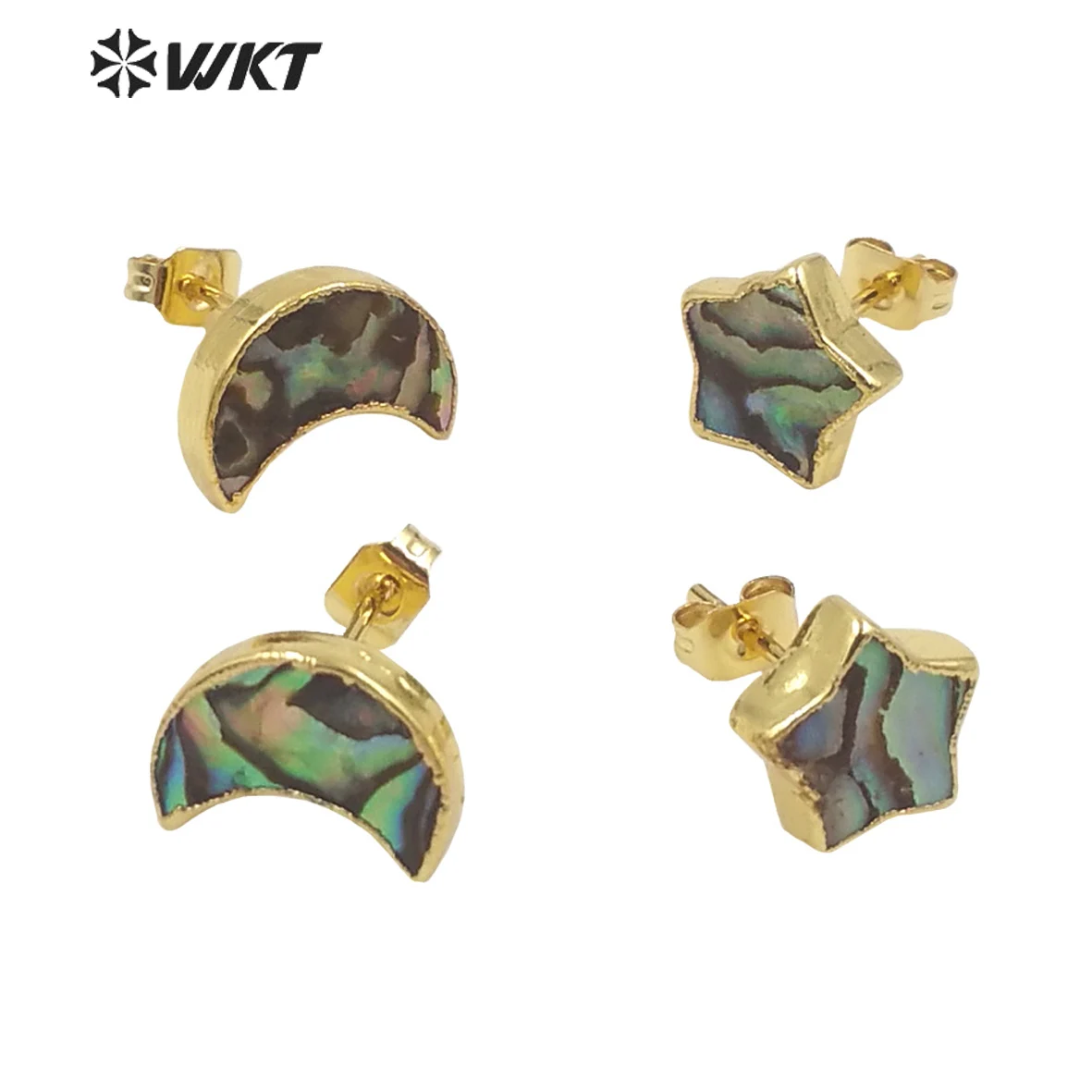 WT-E659 WKT Exquisite Cute Simple Natural Abalone Shell Moon Star Shape Stud Shell Fashion Earrings Genshin Impact