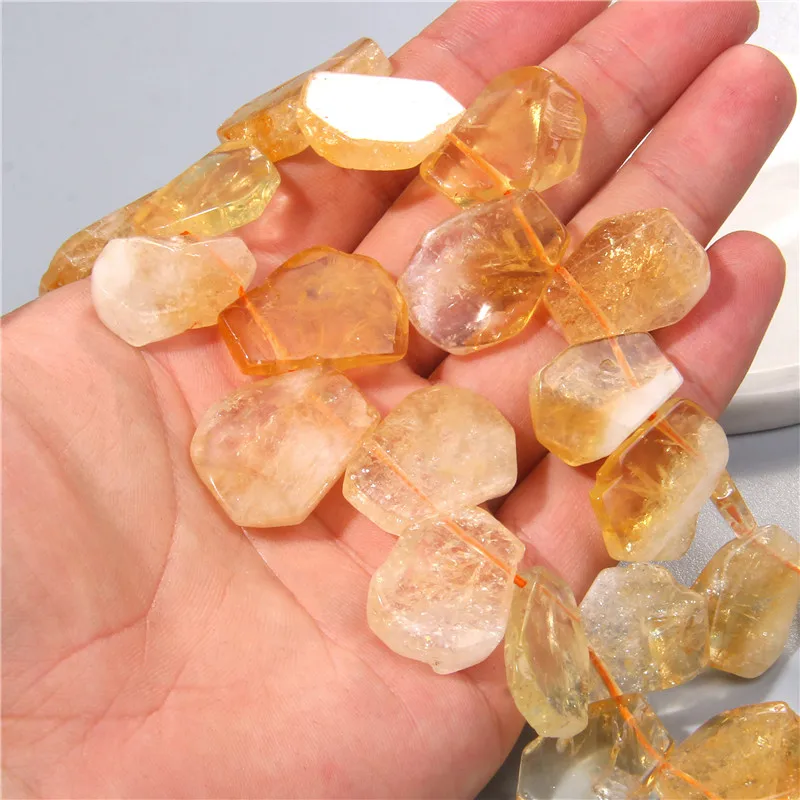 Wholesale Natural Slab Stone Beads Citrine Stones Point Bead Pentagon Beaded for Jewelry Making Necklace DIY Accessories