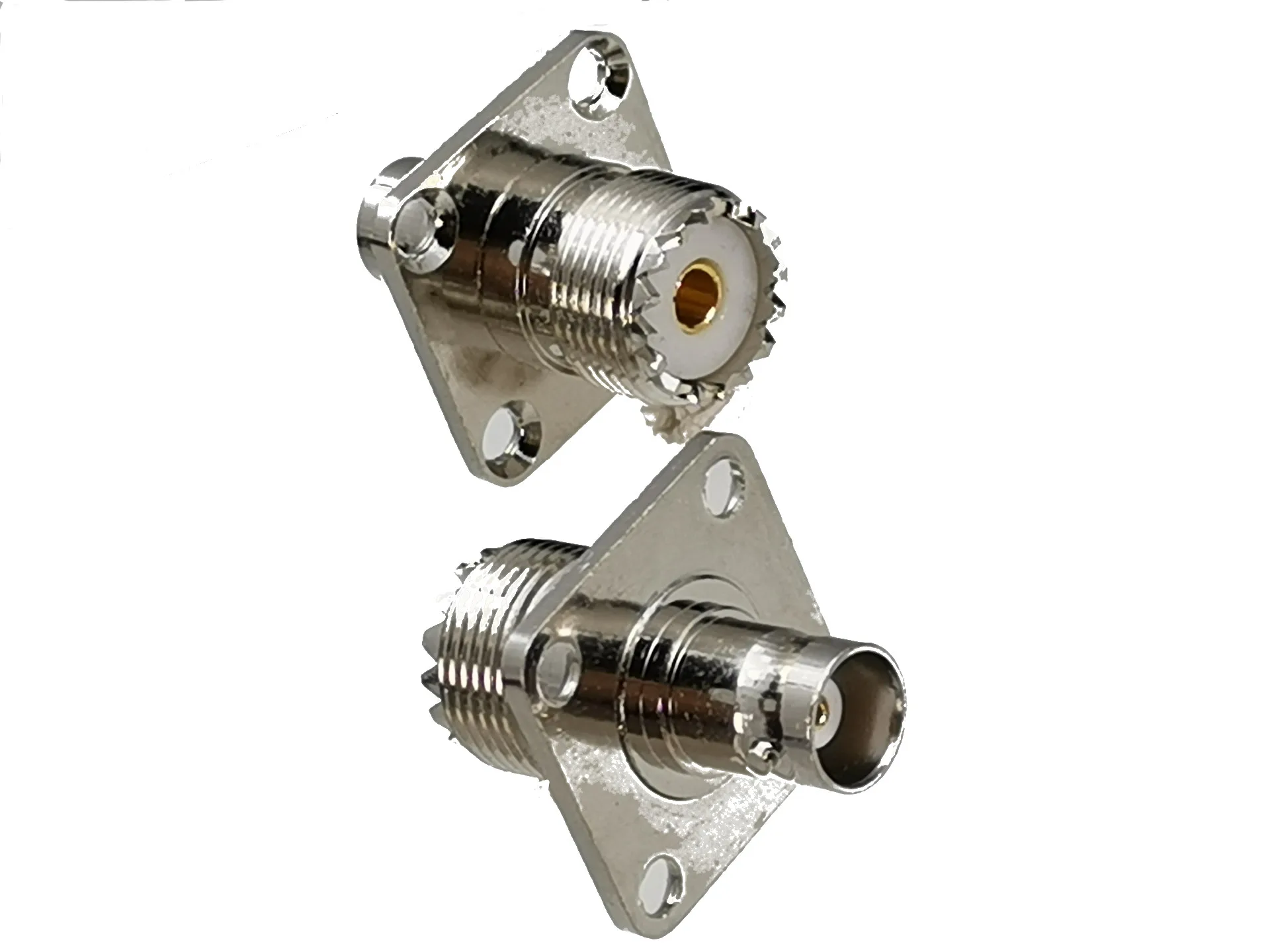 

1pcs Connector Adapter UHF SO239 Female Jack to BNC Female Jack 4-Holes Flange RF Coaxial Converter Straight New