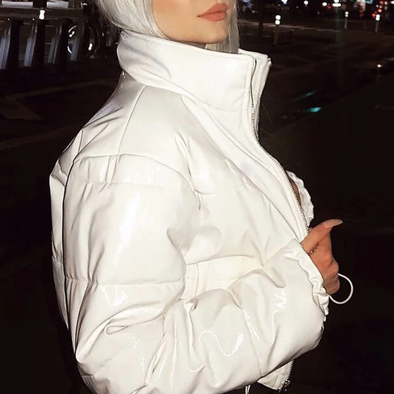 

Causal Slim Women Warm Puffer Black Jacket Winter Female White Down Bubble Coat Fad Turtleneck Long Sleeve Zipper Thick Parkas