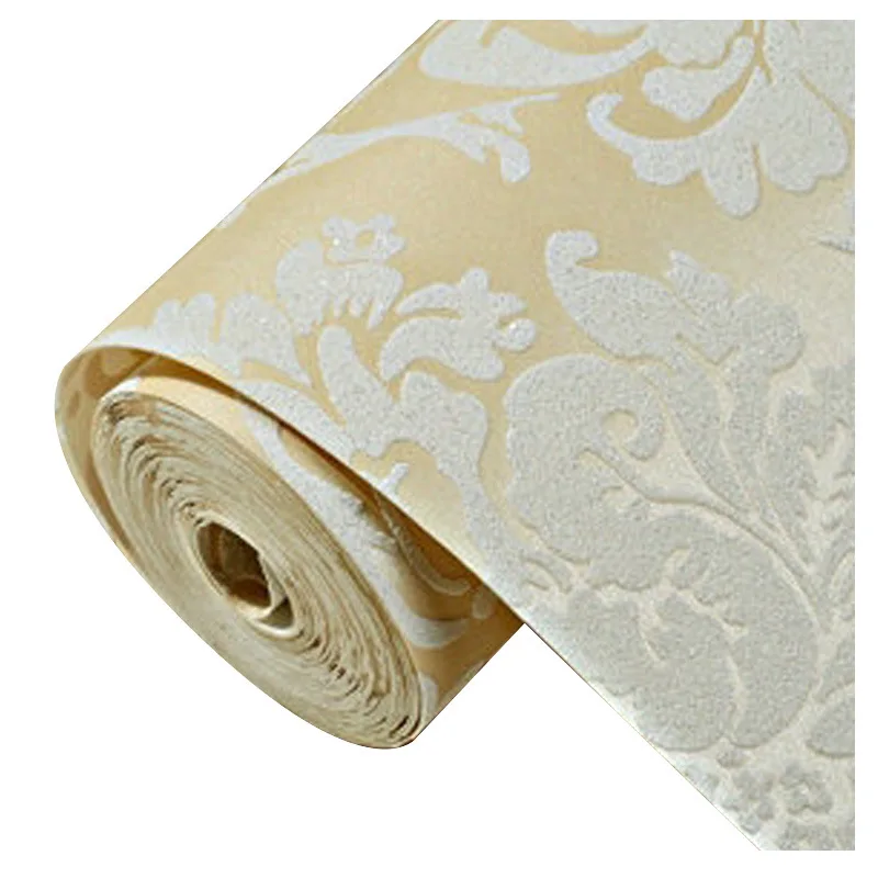 Papier peint en relief doré 3D pour la maison, rouleau de luxe, papier peint floral argenté classique, salon, chambre à coucher, décor de fond TV