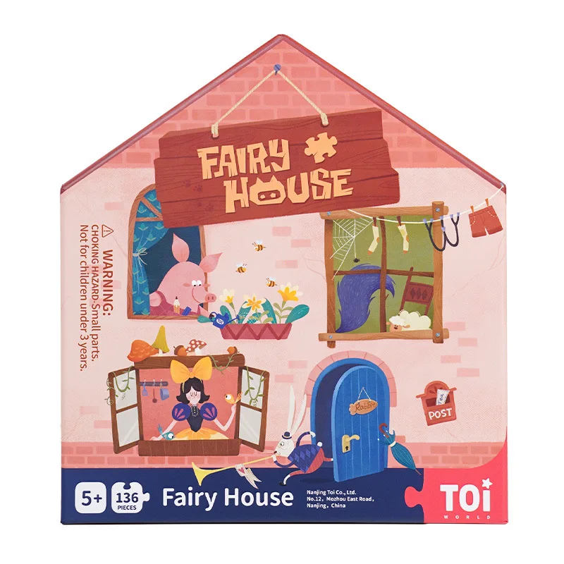 Children 136 Pieces Fairy House Paper Jigsaw Puzzle Storytelling Puzzle Learning Education Toys Kids 5Y+