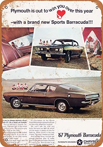 

Metal Sign - 1967 Plymouth Barracuda - Vintage Look 2Wall Decor for Cafe beer Bar Decoration Crafts