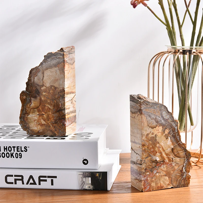 Modern Natural Blue Pureple Brown Spar Stone Ornament Bookends For Office Study Desks Sample Decoration Furnishings Accessories