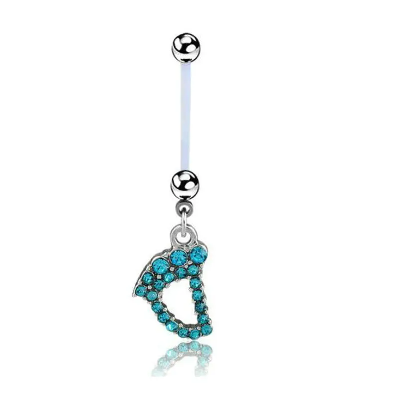 1pc Baby Feet Shaped Pregnancy Belly Ring Flexible Barbell Belly Ring Crystal Maternity Belly Bar Body Piercing  Jewelry