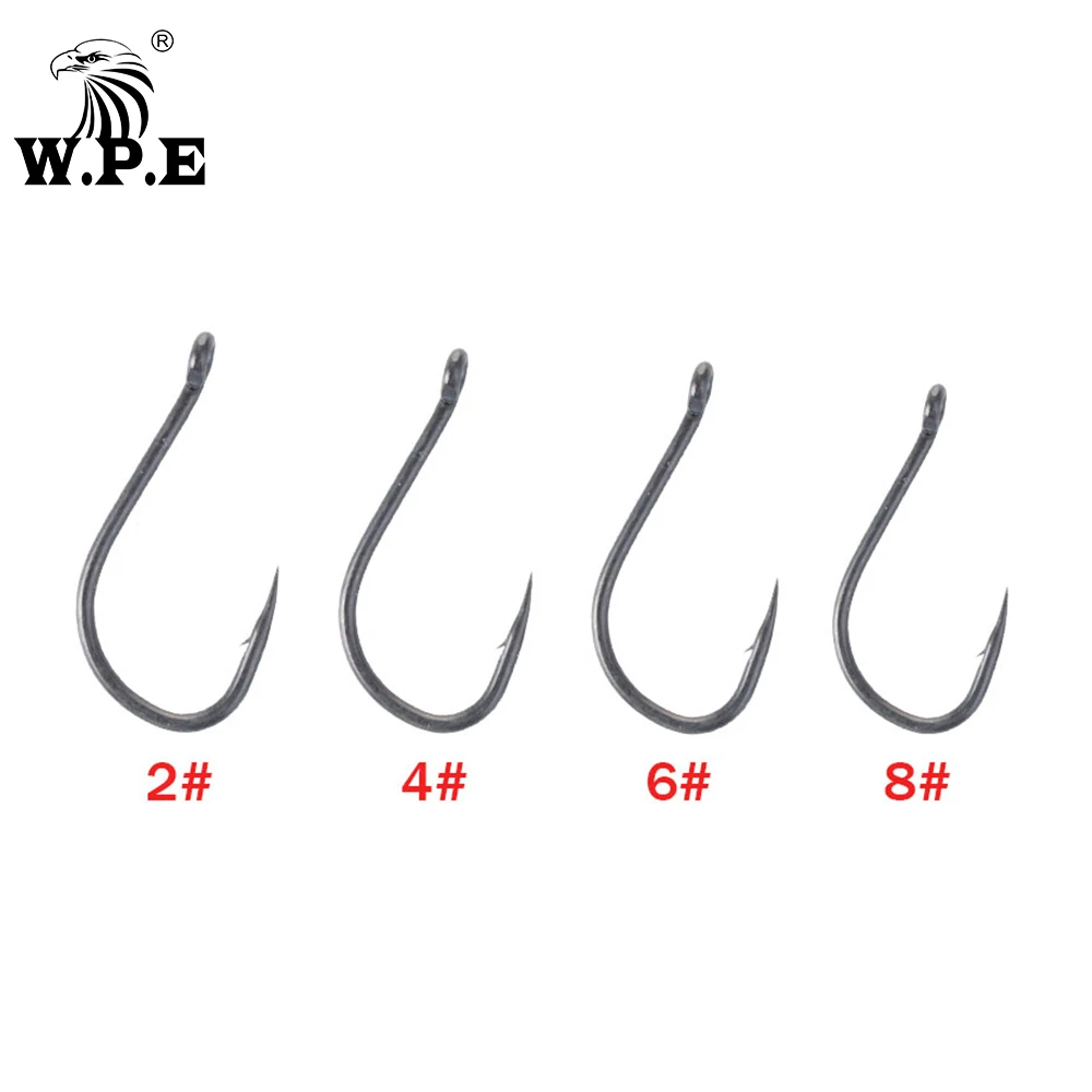 W.P.E Brand Coating Fishing Hook 30pcs/lot Size 2#/4#/6#/8# Barbed Fishing Hook Fishing Tackle Carp Fishing Pesca