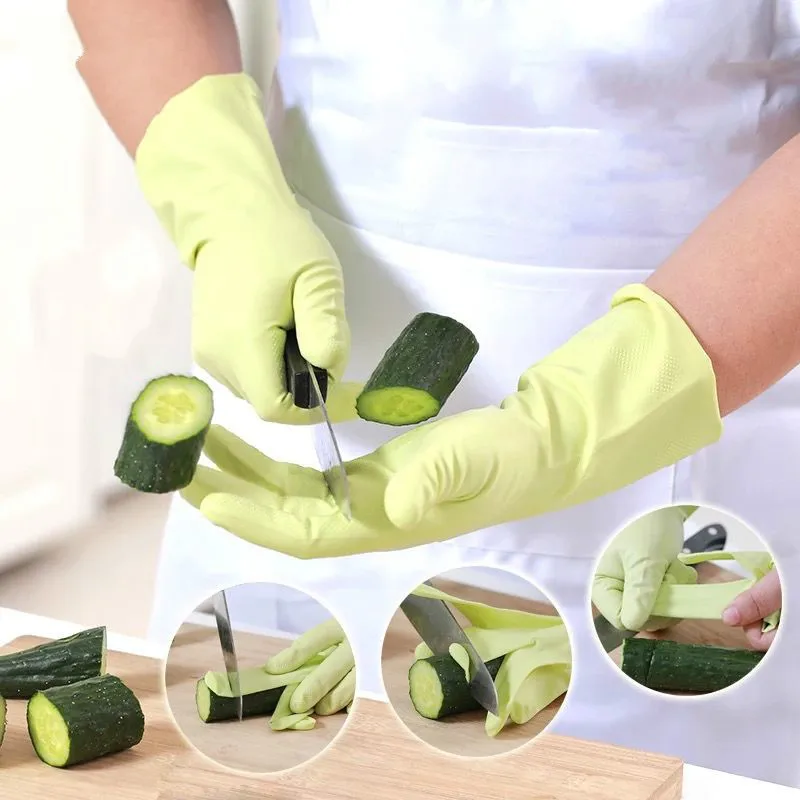 3 Pairs/set Long Sleeve Wash Dishes Housekeeping Gloves Kitchen Dishwash Gloves Rubber Bands Natural Latex Gloves 2020 E11016