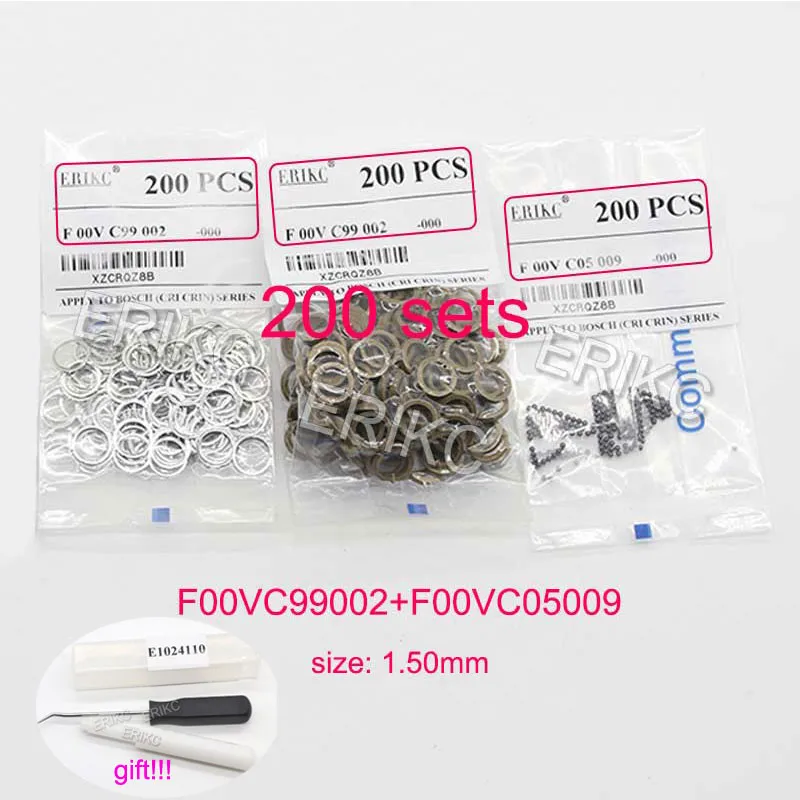 

ERIKC 200sets F 00v C99 002 Common Rail Injector Ceramic Ball Repair Kits F00vc99002 F00vc05009 for 110 Injector Ball Size=1.5mm