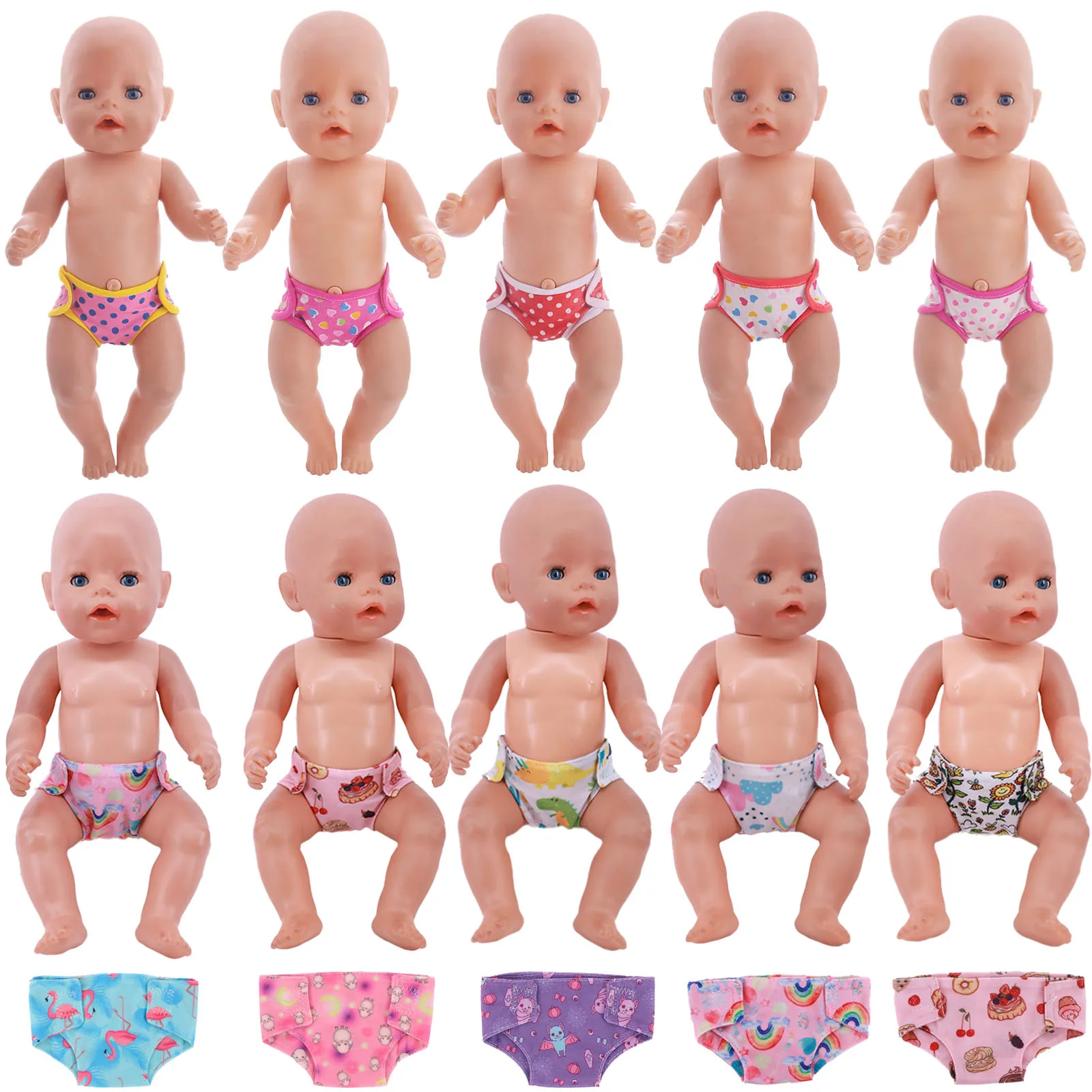 Baby Doll Underwear Diapers Doll Pajamas Accessories Fit 18 Inch&43Cm Doll&New Born Baby&Our Generation Doll Girl's Toy Gifts