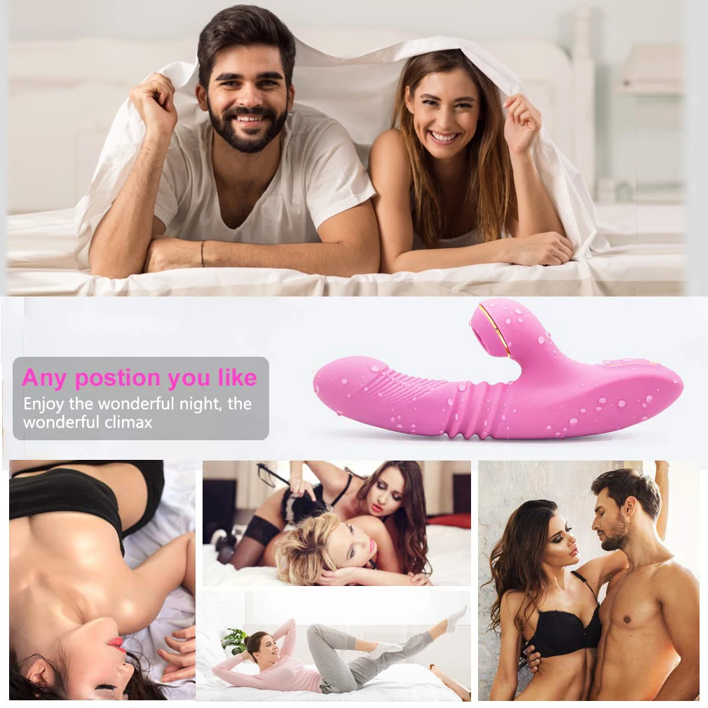 G Spot Rabbit Vibrator With Heating Thrusting Sucking Clitoral Dildo Vibrators Stimulator Dual Motor Waterproof Adult Sex Toys