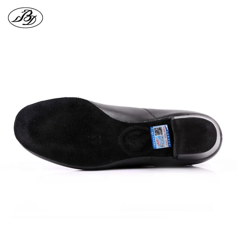 BD – chaussures de danse latine pour enfants, en cuir véritable fendu, noir, à talons bas, pour salle de bal, semelle en cuir souple, 802