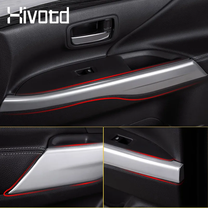 Hivotd Door Inner Plate Trim Cover Button Side Sticker Interior Protection Car Accessories For Mitsubishi Outlander 3 2016-2022