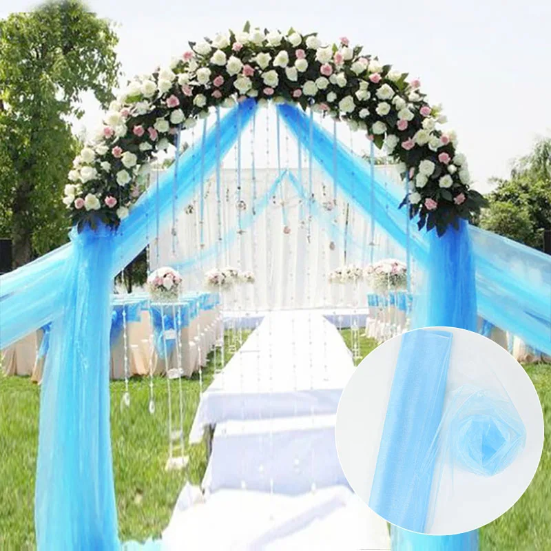 10M Organza Fabric Crystal Shining Tulle Roll for Wedding Decoration Romantic Organza Wedding Party DIY Fabric Accessories
