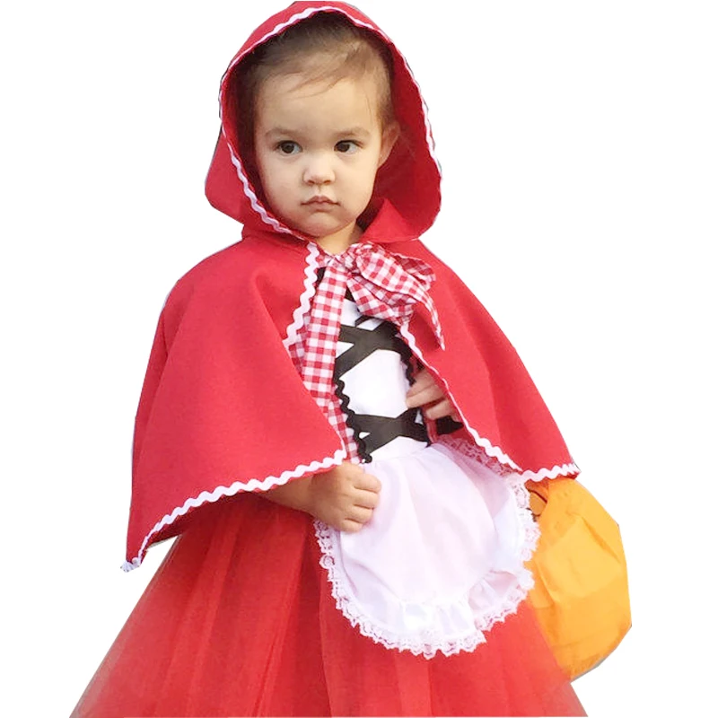 Chapeuzinho Vermelho Cosplay Traje, Roupa de Halloween para Bebês Recém-nascidos Meninas, Capa, Roupas para Festa