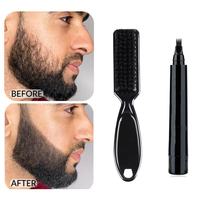2021 Hot New barba penna barba Filler matita e pennello barba Enhancer impermeabile baffi colorazione strumento per modellare per uomo all'ingrosso
