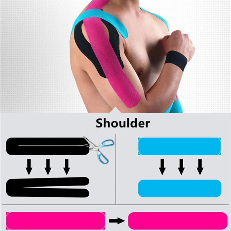 Cinta de kinesiología de 5cm y 5m, cinta Kinesio elástica de recuperación atlética, rodillera para aliviar el dolor muscular, rodilleras para gimnasio, vendaje de Fitness