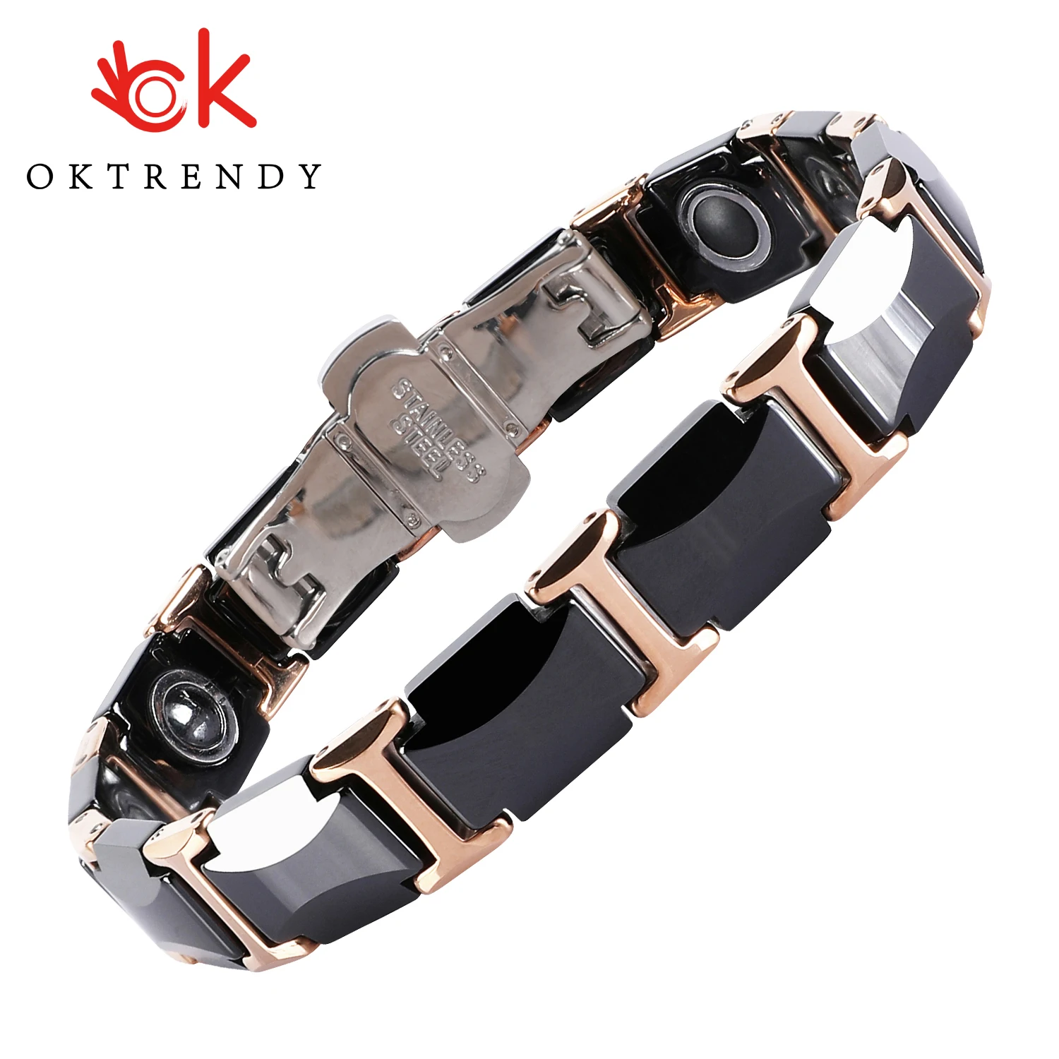 Black Ceramic Tungsten Steel Bracelet Hematite Health Care Link Magnetic Bracelets Bangles Unisex Wristband Luxury Jewelry