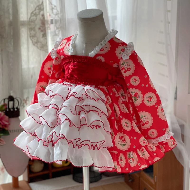 Children Spanish  Princess Ball GowDress Baby Girl vintage Christmas Birthday New Year Dress up Toddler printed princess