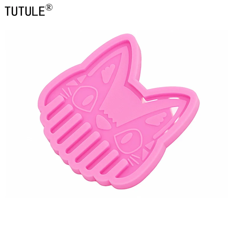 Mirror Cat Hair comb Comb Silicone resin mold,kawaii style Making Hair accessories Mold,Polymer Clay Jewelry Making Molds