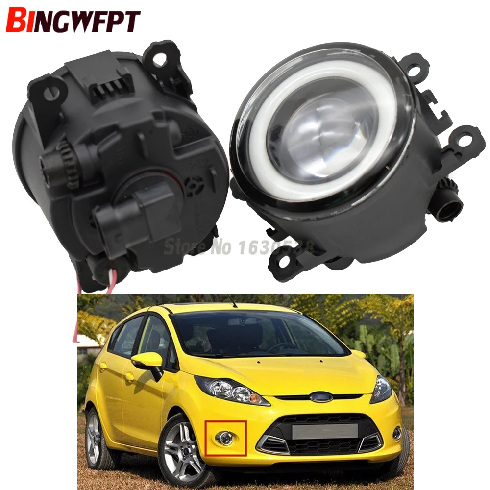 2x White Angel Eyes Car Styling front bumper LED fog Lights with len For F-ord Focus MK2/3 Fusion Fiesta MK7