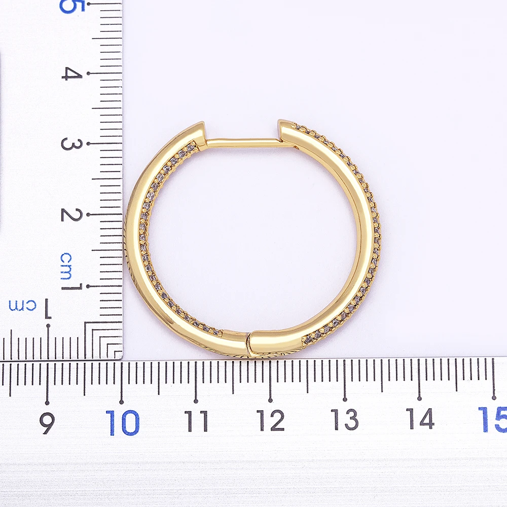 Popular Gold Color Full Zircon Hoop Earrings for Women Simple Design Round Circle Huggies Earrings Steampunk Accessories Jewelry