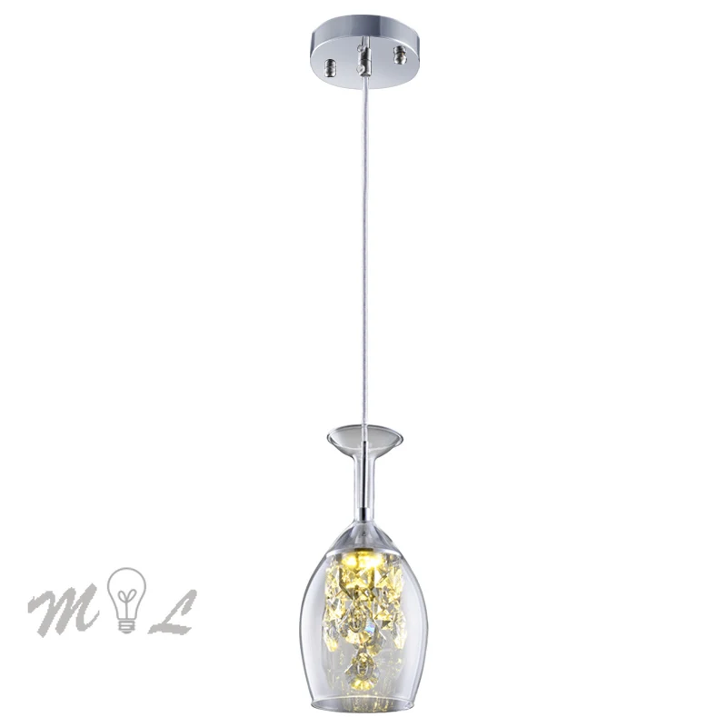 Modern Led K9 Crystal Pendant Light Creative Wine Glass Hanging Lamps Lamparas De Techo Colgante Moderna Home Deco Luminaires