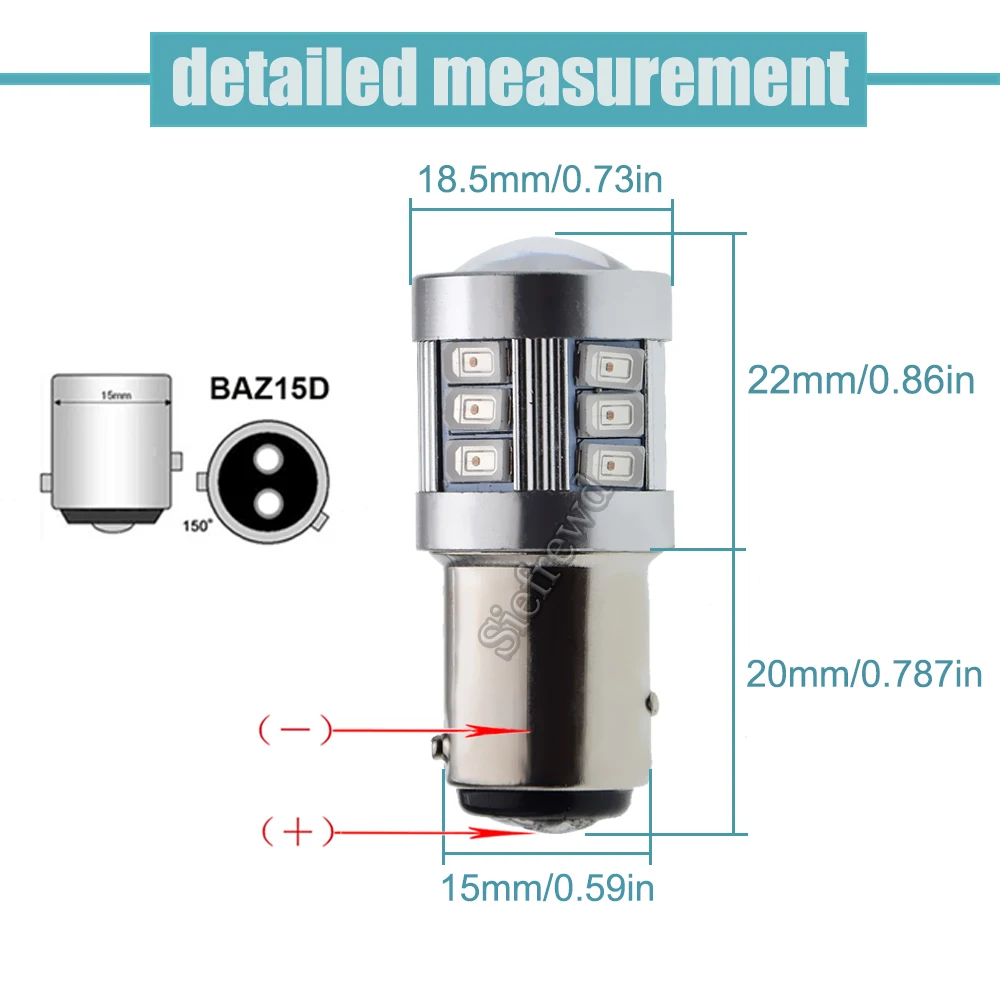 2 x Red 566 P21/4W 7225 BAZ15d BA15D BAY15D LED Bulb 5630 18SMD Auto Tail Brake Stop Parking Light Lamp Car Styling 12V-60V DC
