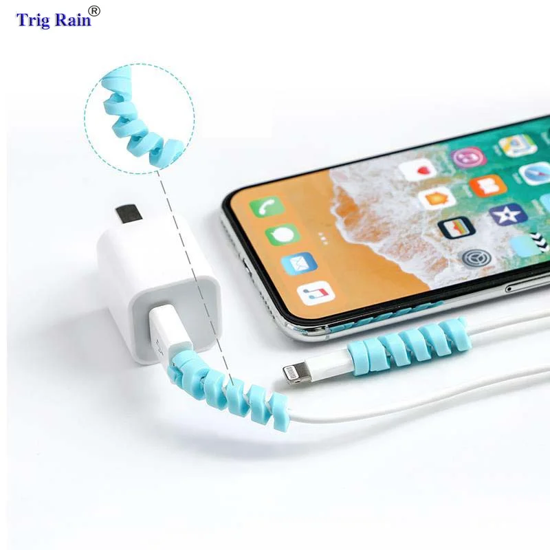 Cable protector Data Line Silicone Spiral Bobbin winder Protective For iphone Samsung Android USB Charging earphone Case Cover