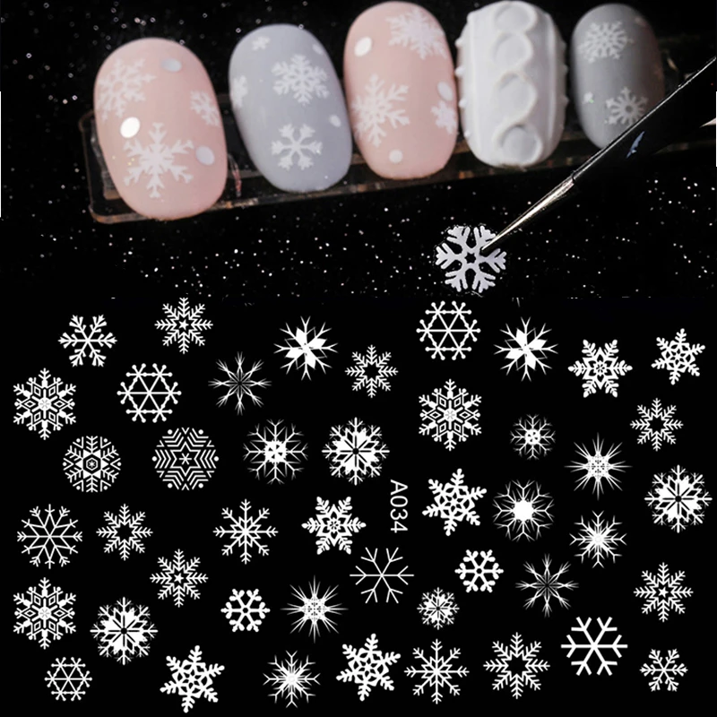 Winter Xmas 3D Nail Sticker Christmas Elk Santa Snowflake Rabbit Cartoon Slider Design Polish Nails Decals Nail Art DIY Decor