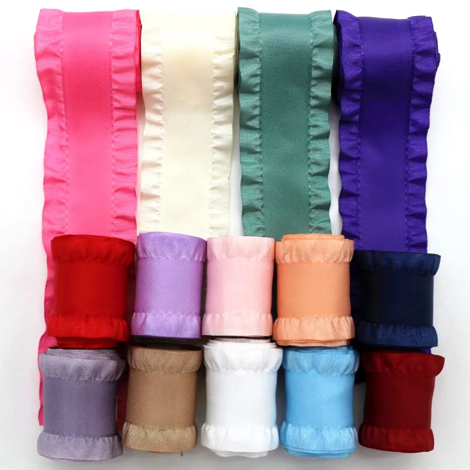 10 Yards 22MM/38MM Falbala Ruffled Ribbon Skirt Lotus leaf Edge For Hair Bows DIY Crafts Handmade Accessories Gift Packaging