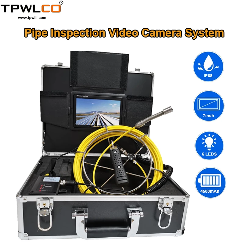 

TPWLCO 17mm Pipe Inspection Endoscope Industria System Support DVR Video Recorder 20-50m Cable 7inch Sewer Camera With 6pcs LEDS