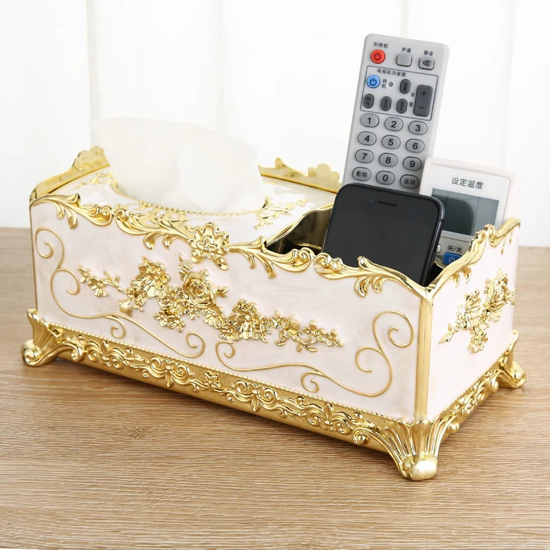European Style Creative Living Room Home  Desktop Multifunctional Remote Control Pumping Paper Tissue Storage Box