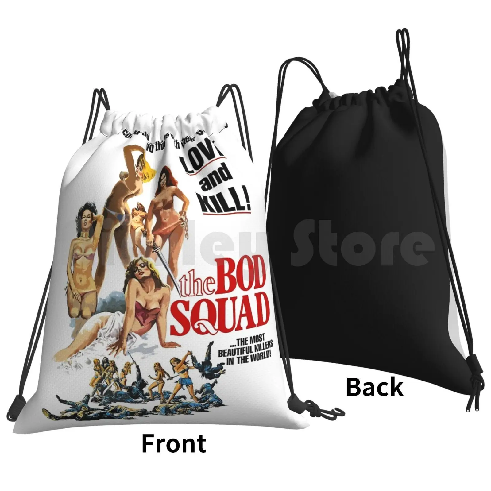 The Bod Squad Backpack Drawstring Bag Riding Climbing Gym Bag Vintage Retro Vintage Movies Exploitation Exploitation Movies