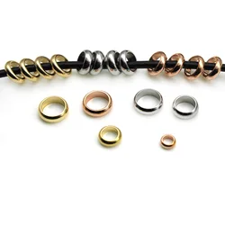 50Pcs Stainless Steel Bead Charm Loose Spacer Beads Accessories Big Hole Stopper Beads for DIY Bracelet Jewelry Making Crafts