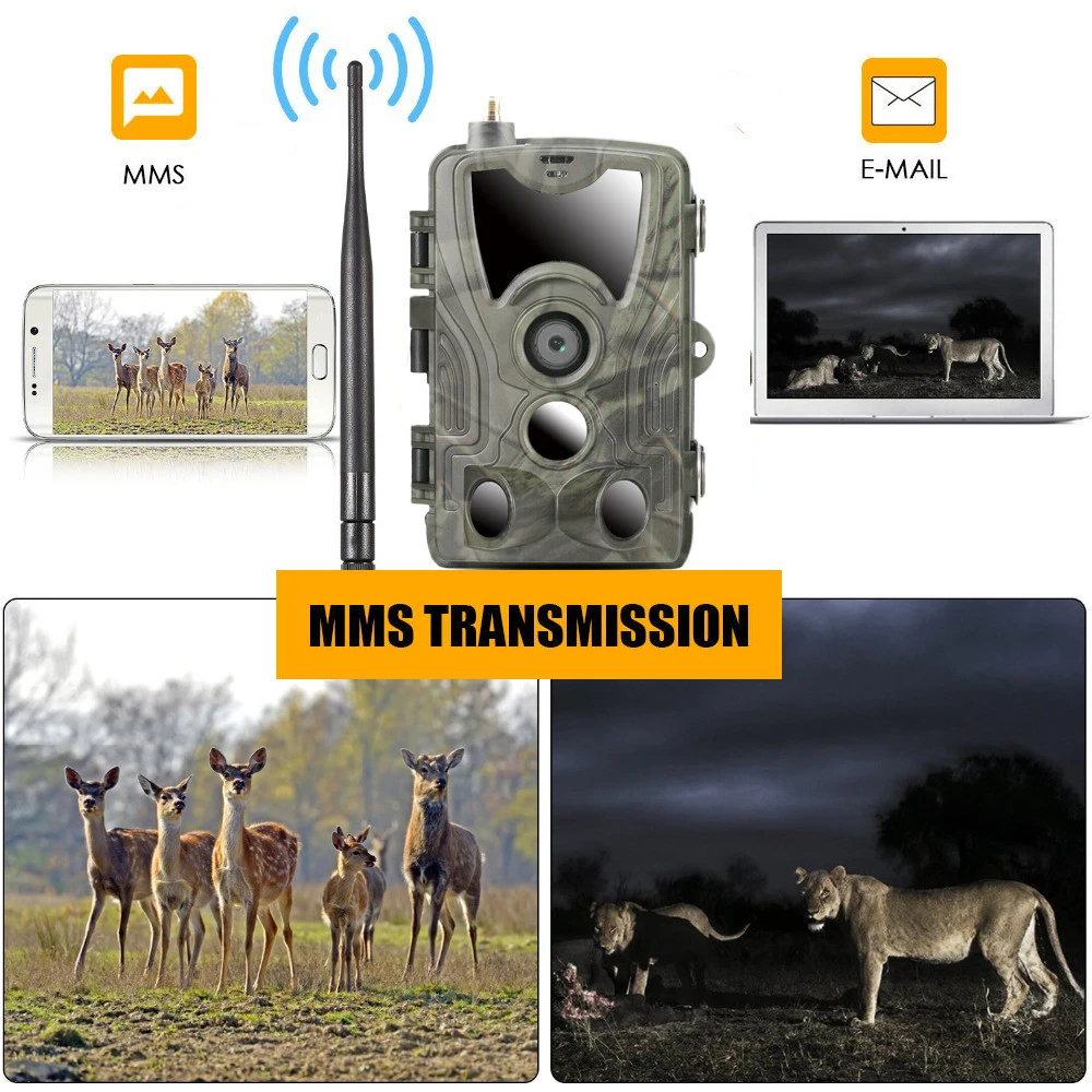 Cámara de rastreo de caza 2G, 20MP, 1080P, MMS/SMTP/SMS, cámaras inalámbricas para vida silvestre, trampas fotográficas HC801M, visión nocturna, Hunter Chasse